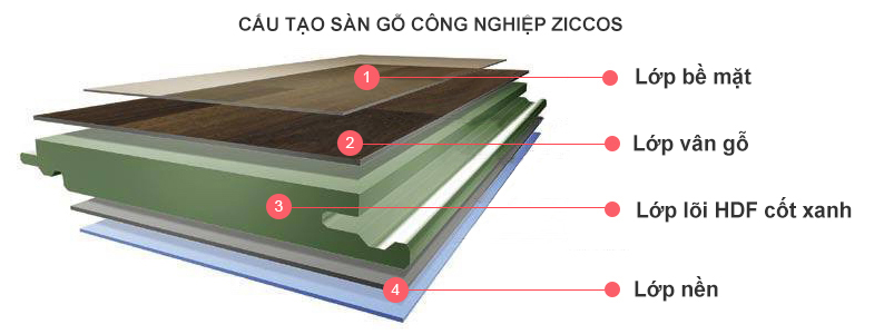 cấu tạo sàn gỗ công nghiệp ziccos